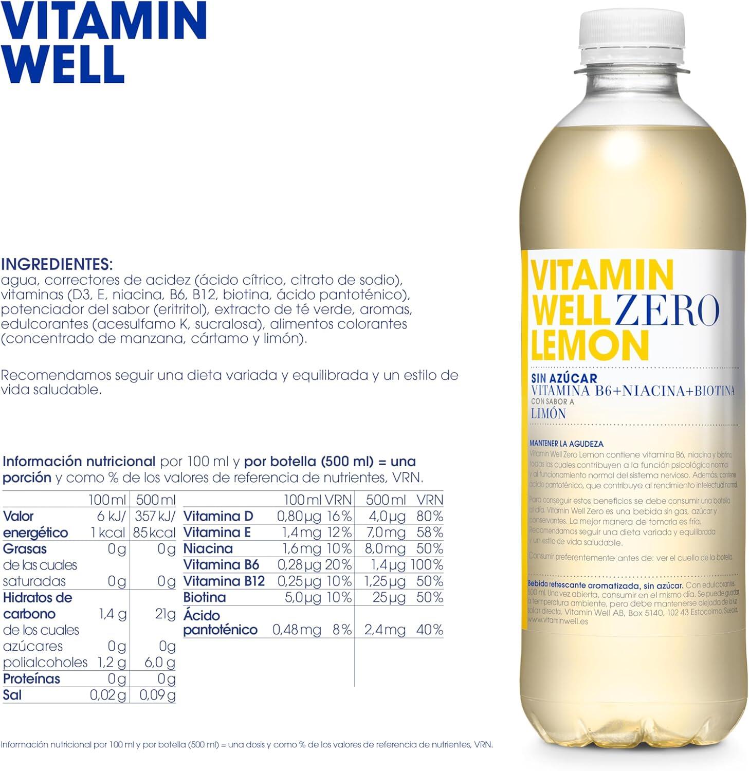 Bebida Vitaminada Zero Lemon 500ml Vitamin Well 5/5