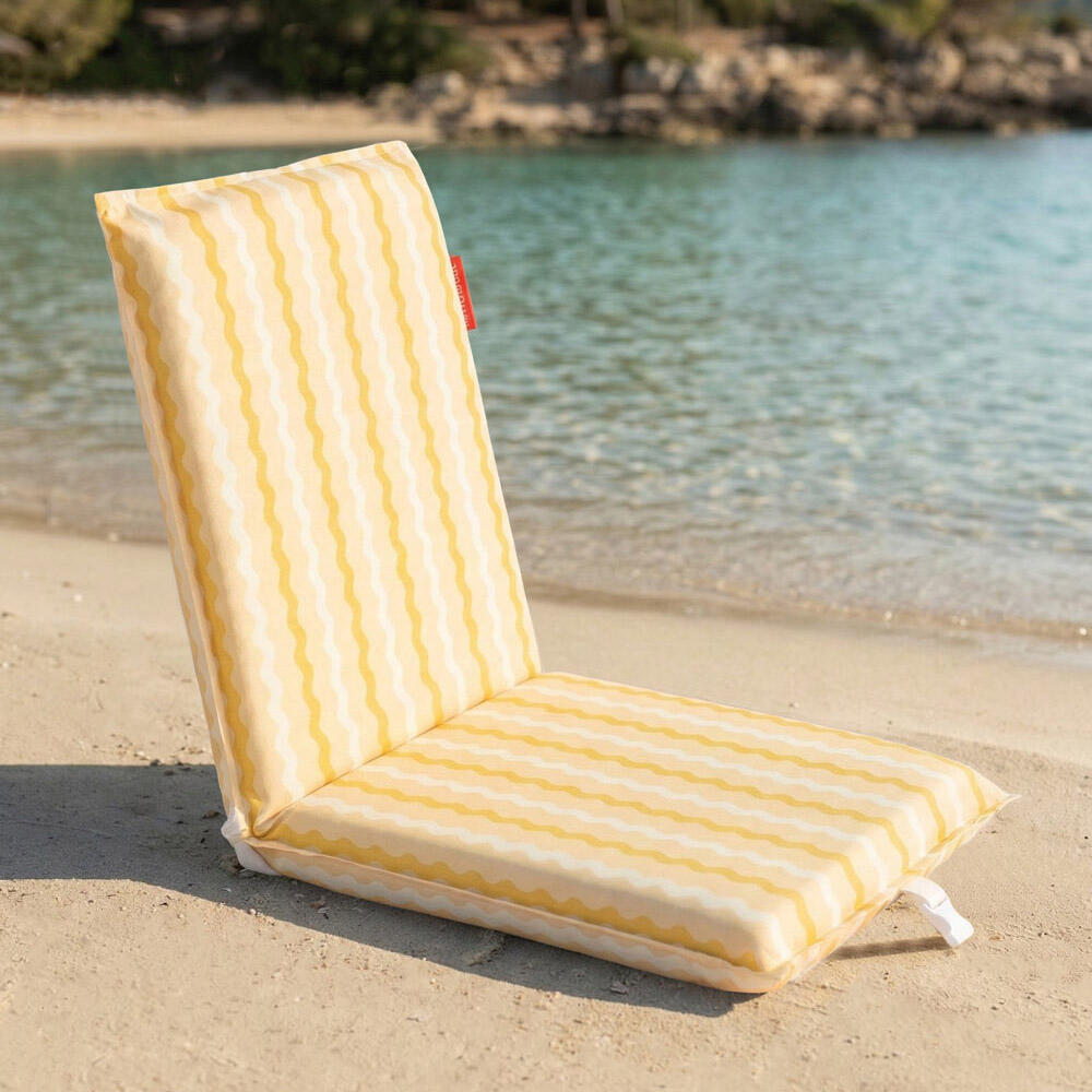 Flamingueo silla playa tumbona mochila poliéster amarillo 3/5