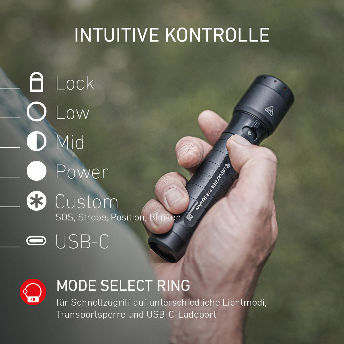 Lampe torche LED rechargeable – 2500lm, IP68, portée 340m, USB-C – P7R SIGNATURE 3/7