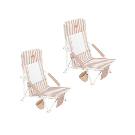 Flamingueo chaise de plage légère rembourrée acier polyester beige