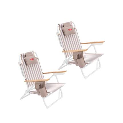 Flamingueo chaise de plage inclinable 5 positions aluminium beige