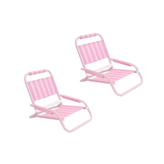 Flamingueo silla playa baja plegable aluminio poliéster rosa