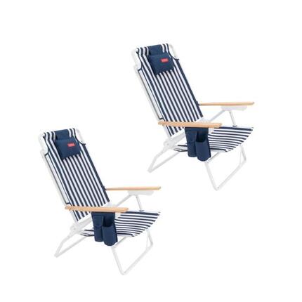Flamingueo silla playa reclinable 5 posiciones aluminio azul