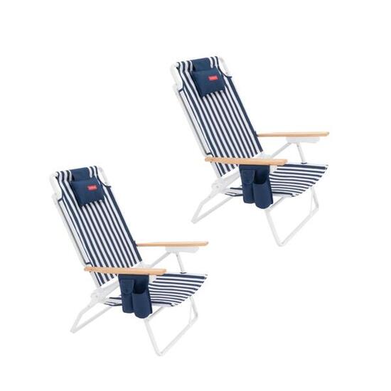Flamingueo silla playa reclinable 5 posiciones aluminio azul