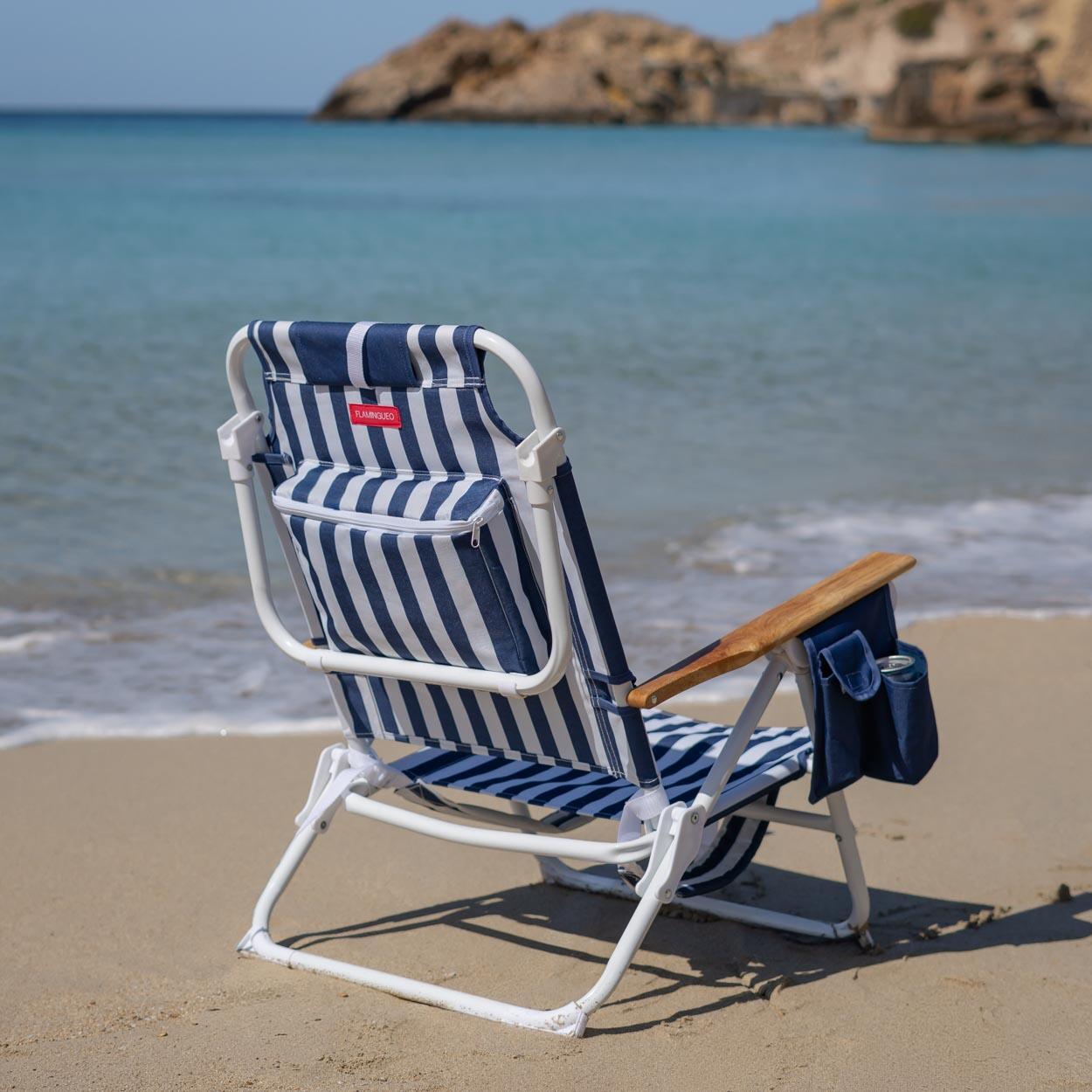Flamingueo silla playa reclinable 5 posiciones aluminio azul 5/6