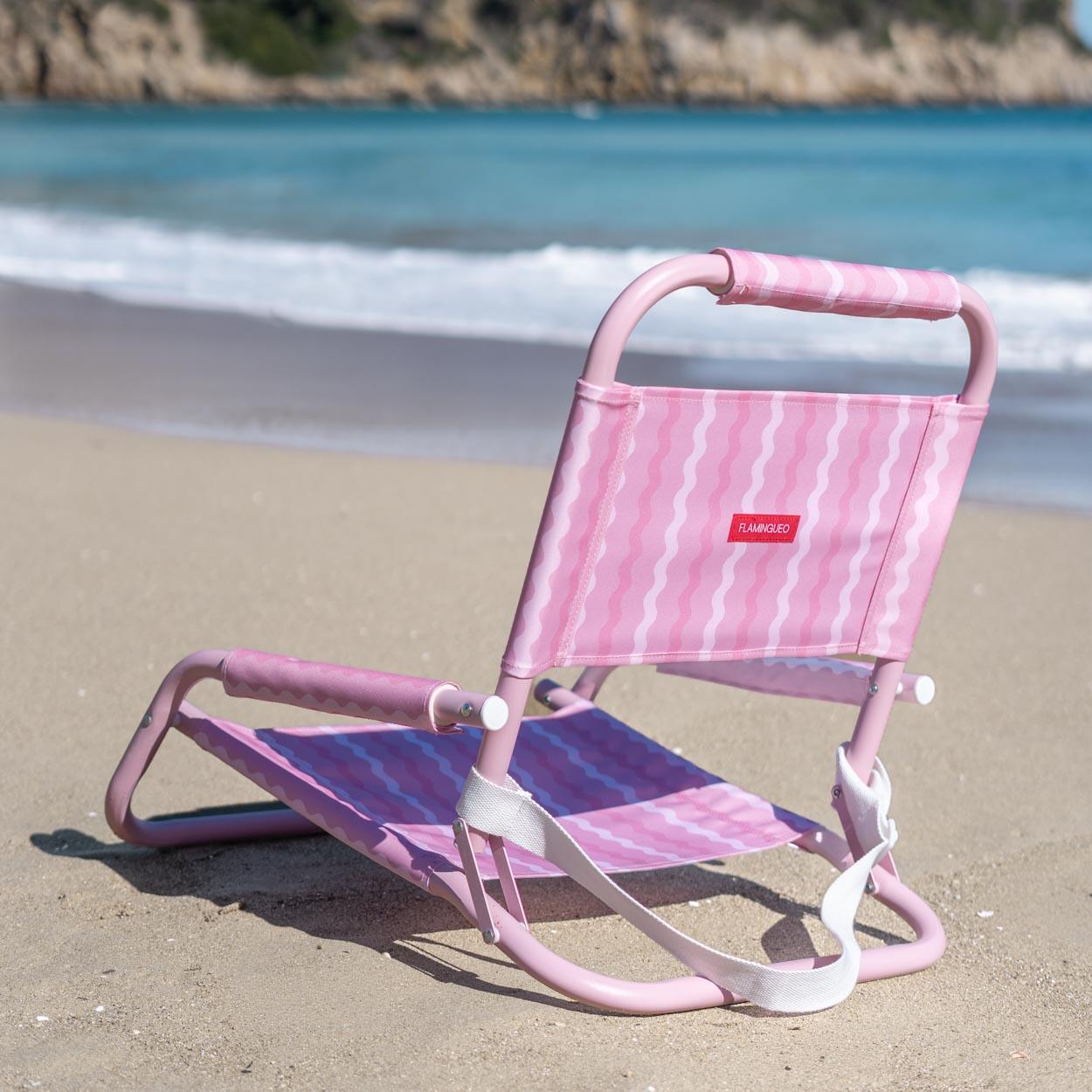 Flamingueo silla playa baja plegable aluminio poliéster rosa 6/7