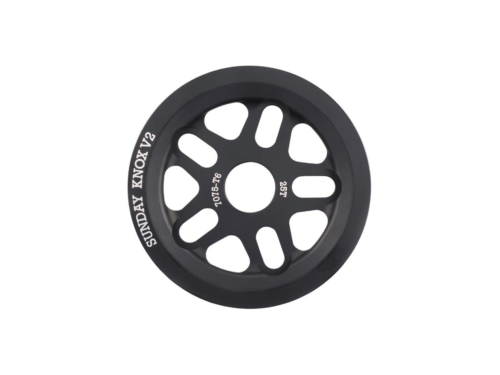 Sunday Knox V2 couronne 25T noire - Aluminium 7075-T6 1/1