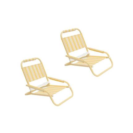 Flamingueo silla playa baja plegable aluminio poliéster amarillo