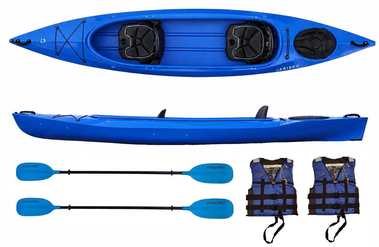 Kajak dwuosobowy do pływania Kayak Zone Caribou Adventure Lux z lukiem zestaw