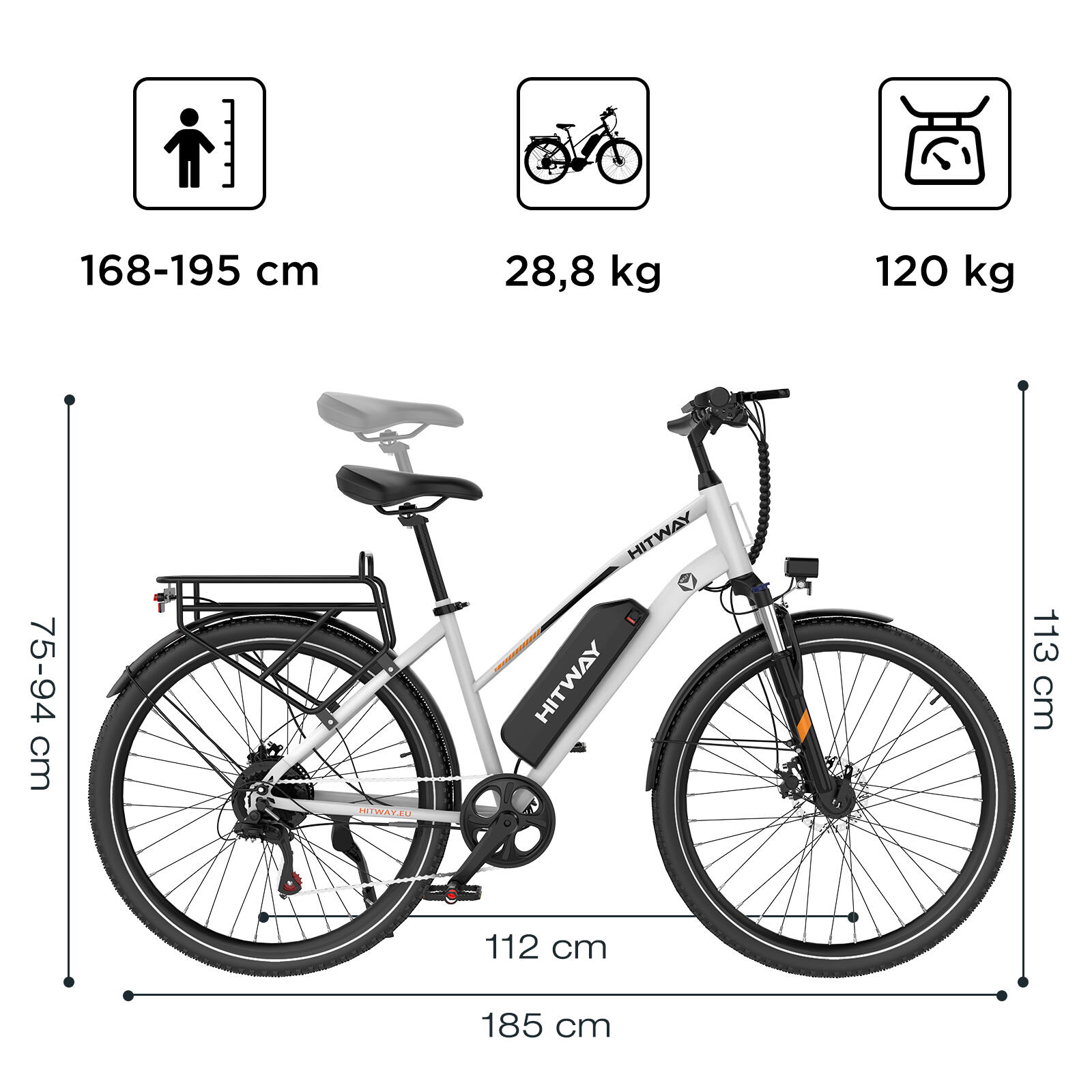 Vélo électrique de ville 28", batterie 468Wh, app, BK27S 7/7