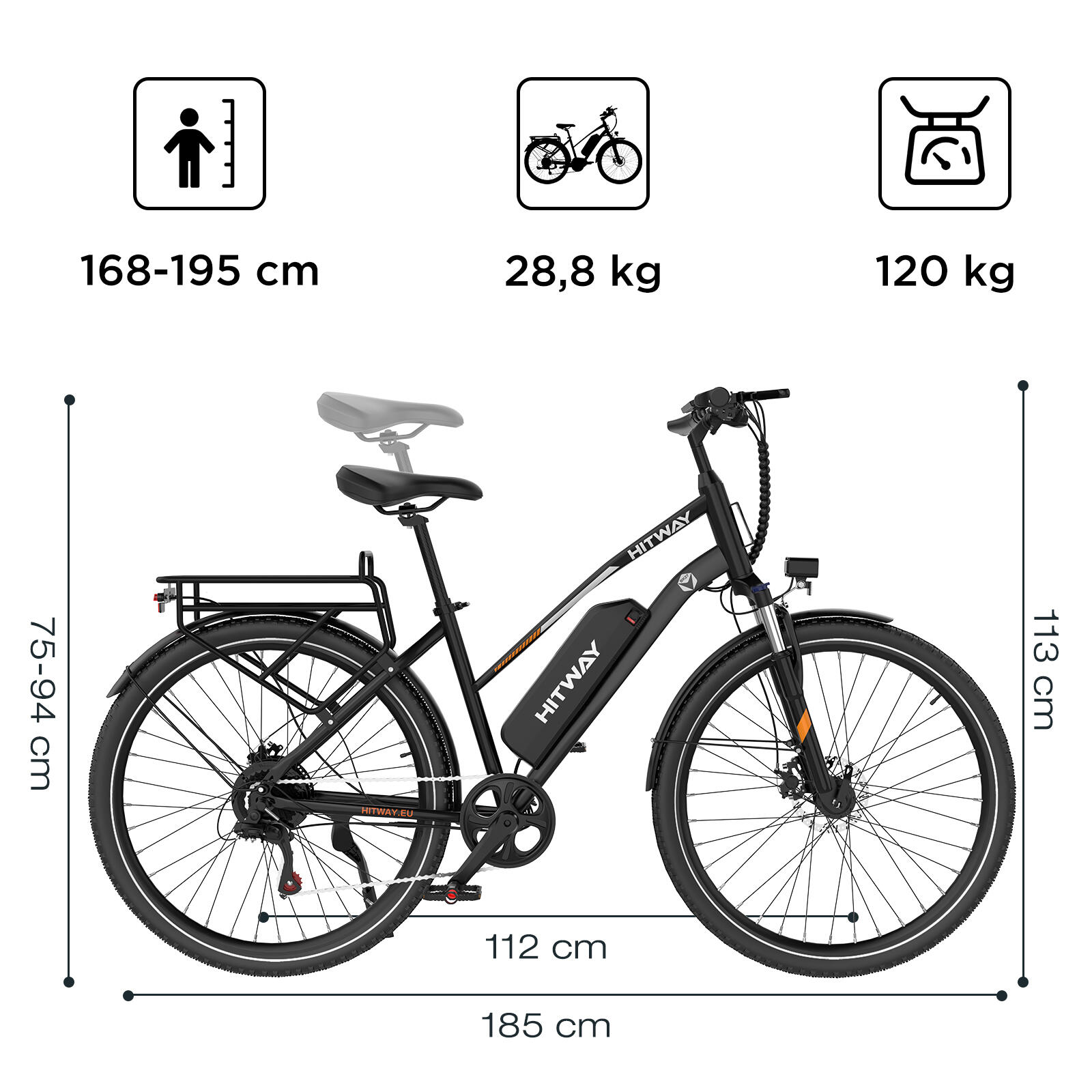 Elektrische stadsfiets 28", 468Wh accu, app, BK27S 7/7
