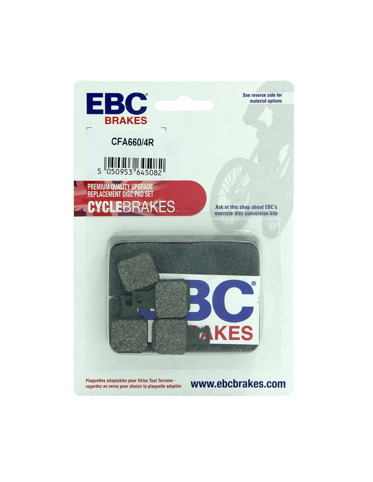 Klocki hamulcowe rowerowe (organiczne wyczynowe) EBC Brakes CFA660/4R 2/2