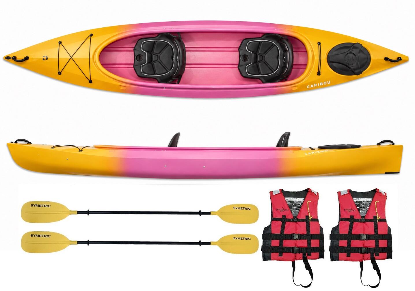 Kajak dwuosobowy do pływania Kayak Zone Caribou Adventure Lux z lukiem zestaw
