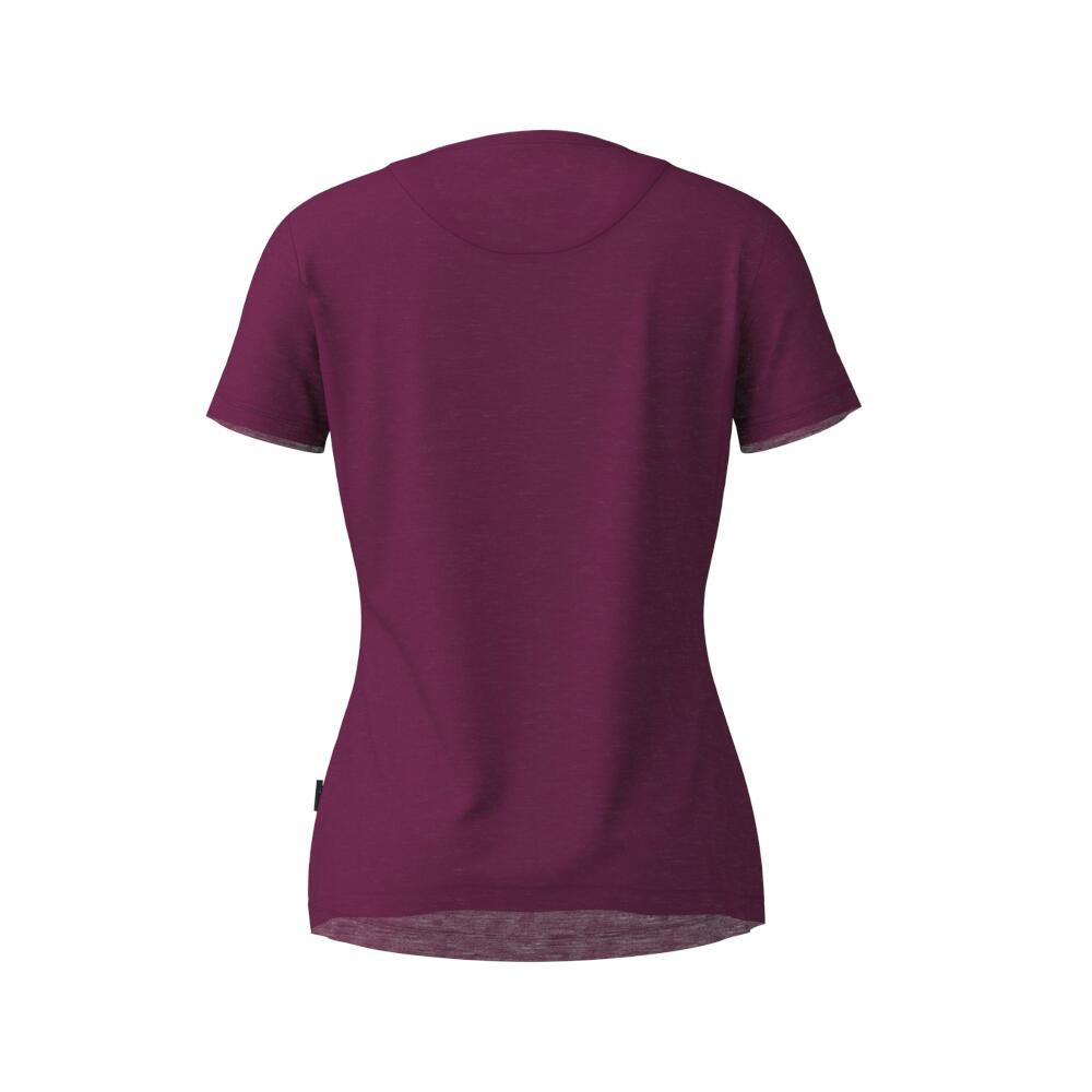 Korte mouwen shirt dames Merino Light Bordeaux - Rood 2/5