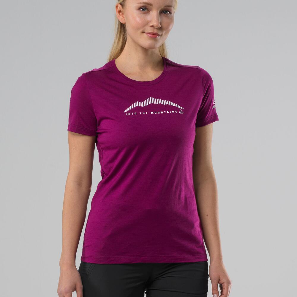 Korte mouwen shirt dames Merino Light Bordeaux - Rood 5/5