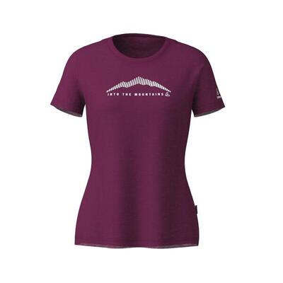 Korte mouwen shirt dames merino light bordeaux - rood