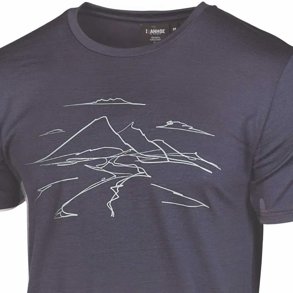 T-shirt UW Ceasar Mountain uomo – 100% lana merino extra fine – Blu 2/5
