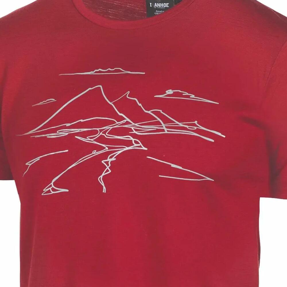 T-shirt homme UW Ceasar Mountain – 100% laine mérinos extra fine – Rouge 3/5