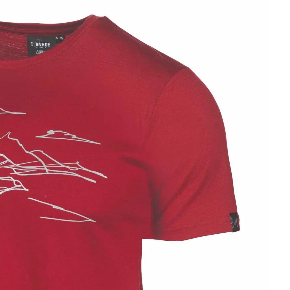 T-shirt homme UW Ceasar Mountain – 100% laine mérinos extra fine – Rouge 4/5