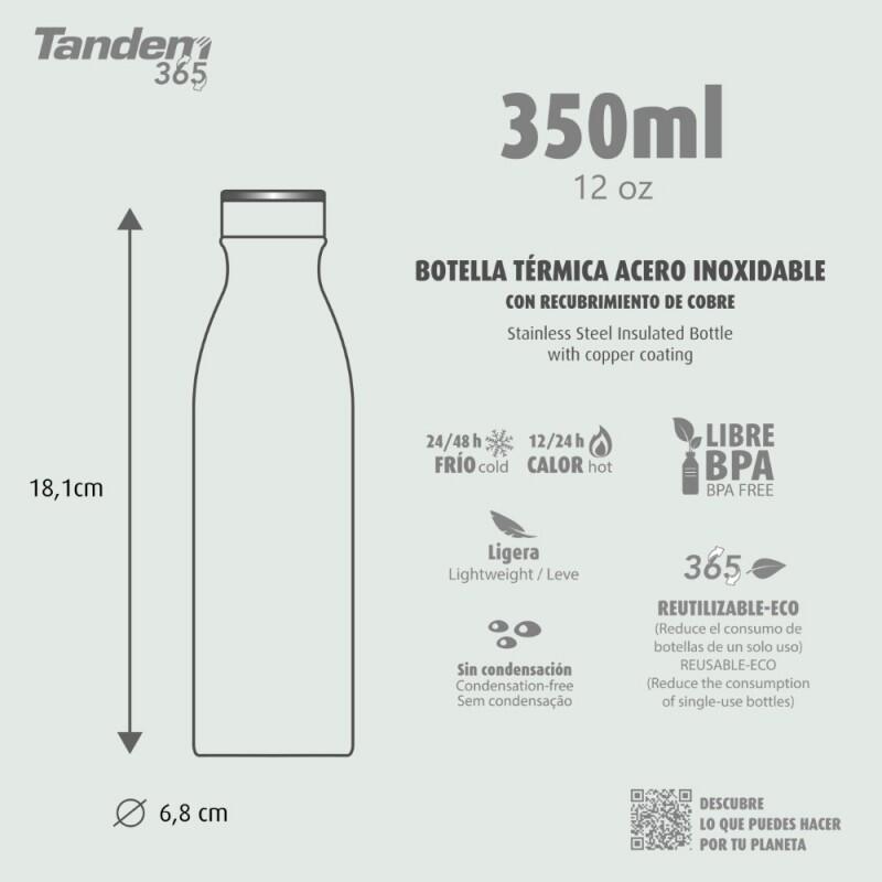 Botella térmica 350 ml naranja Valencia CF frío 48h calor 24h 5/5