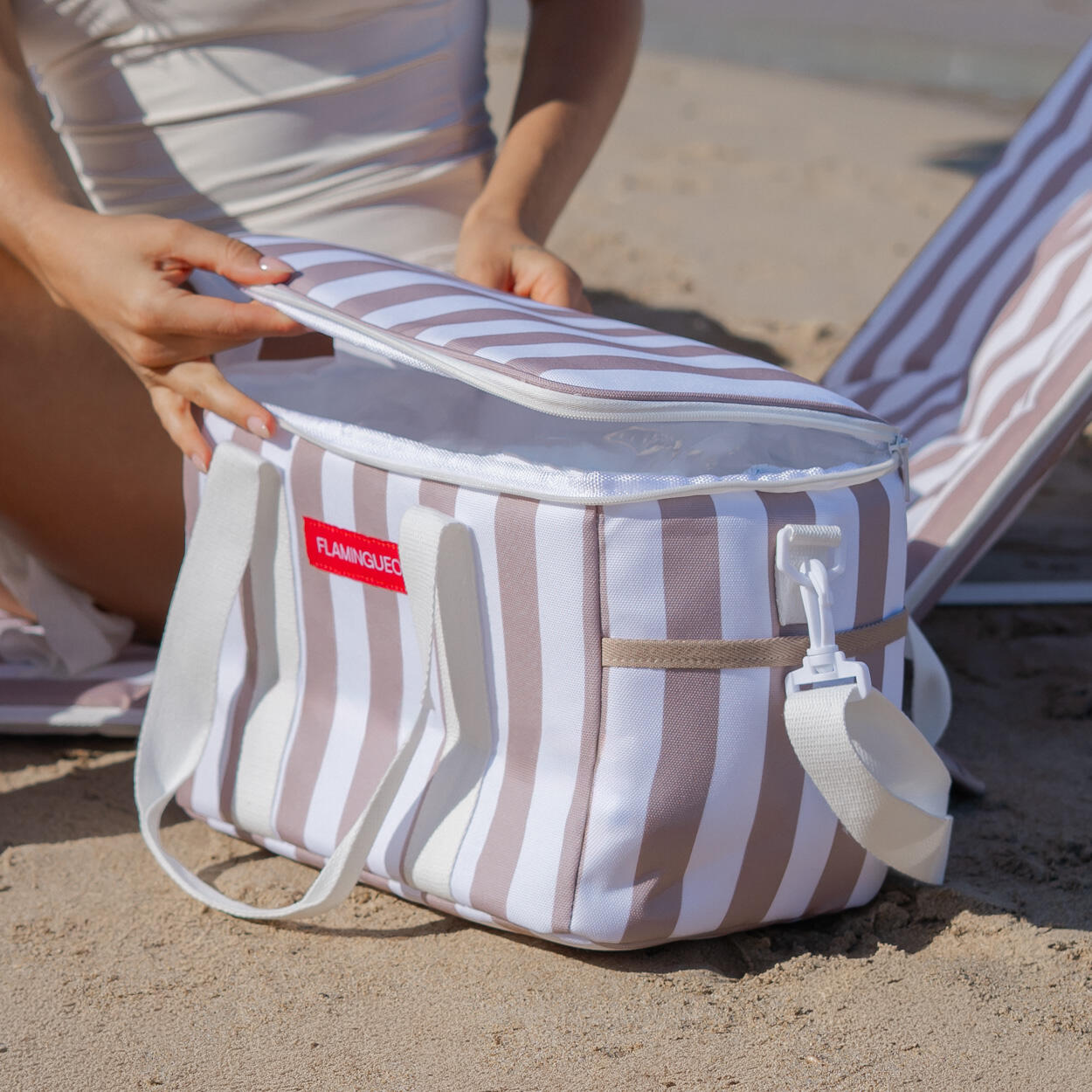 Flamingueo sac glacière thermique compact 12l beige 3/6