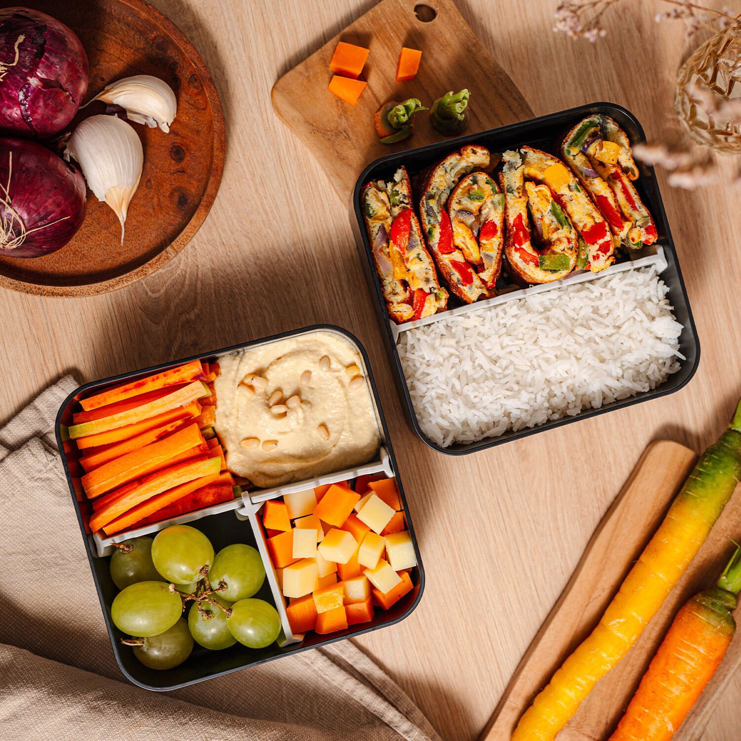 Boite repas compartimentée 1L|Adulte|Couverts inclus|Bureau, pique-nique|Flex 5/5