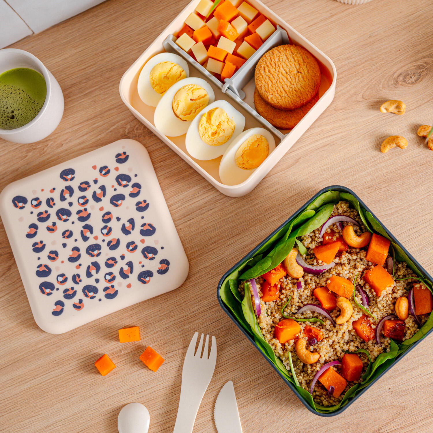 Boite repas compartimentée 1L|Adulte|Couverts inclus|Bureau, pique-nique|Flex 5/5