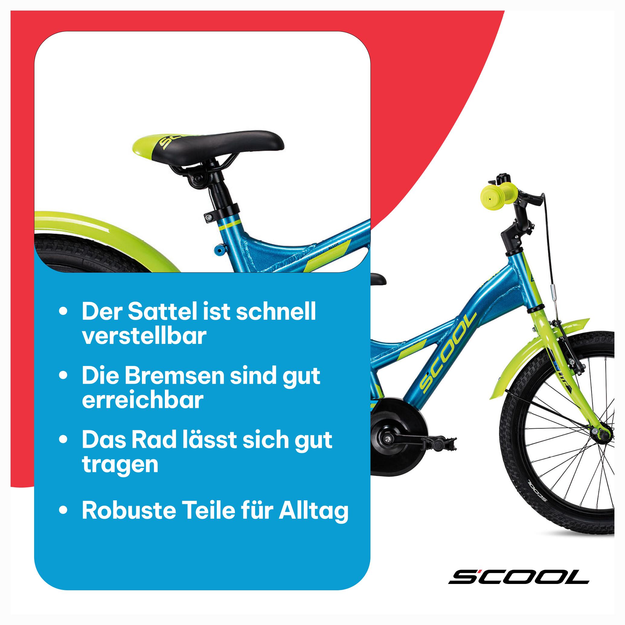 XXlite, 18 Zoll Kinderfahrrad, 1-Gang, Blau/Limette, 110–125 cm, 5–7 Jahre 7/7