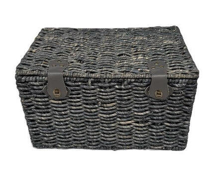 Panier Avada bleu-gris large 47x31x28 cm avec couvercle