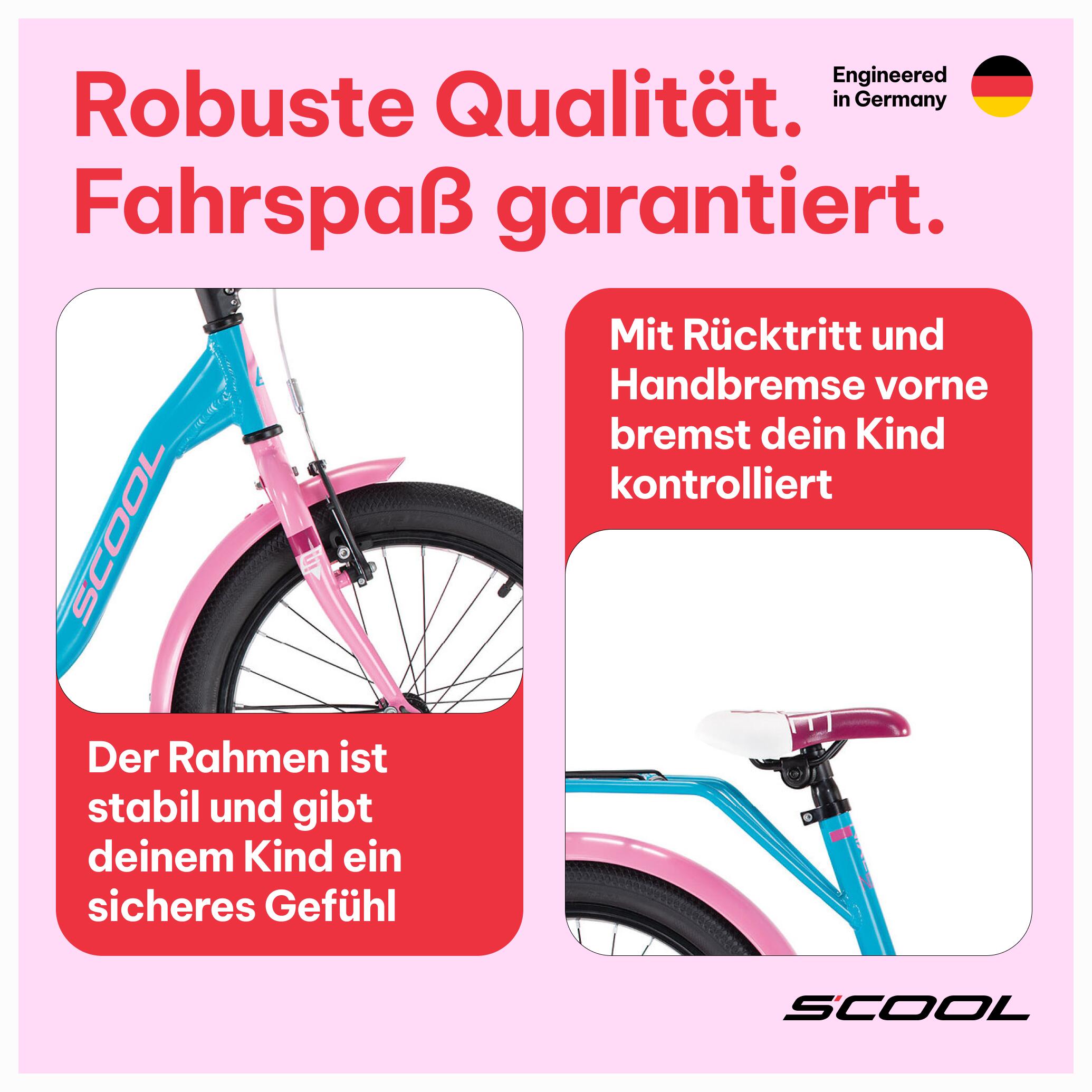 niXe, 18 Zoll Kinderfahrrad, 1-Gang, Türkis/Rosa, 110–125 cm, 5–7 Jahre 3/7