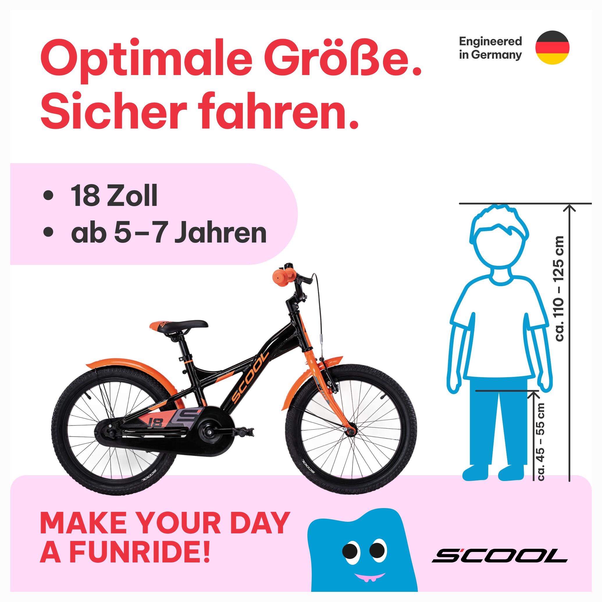 XXlite, 18 Zoll Kinderfahrrad, 1-Gang, Schwarz/Orange, 110125 cm, 57  Jahre | Decathlon