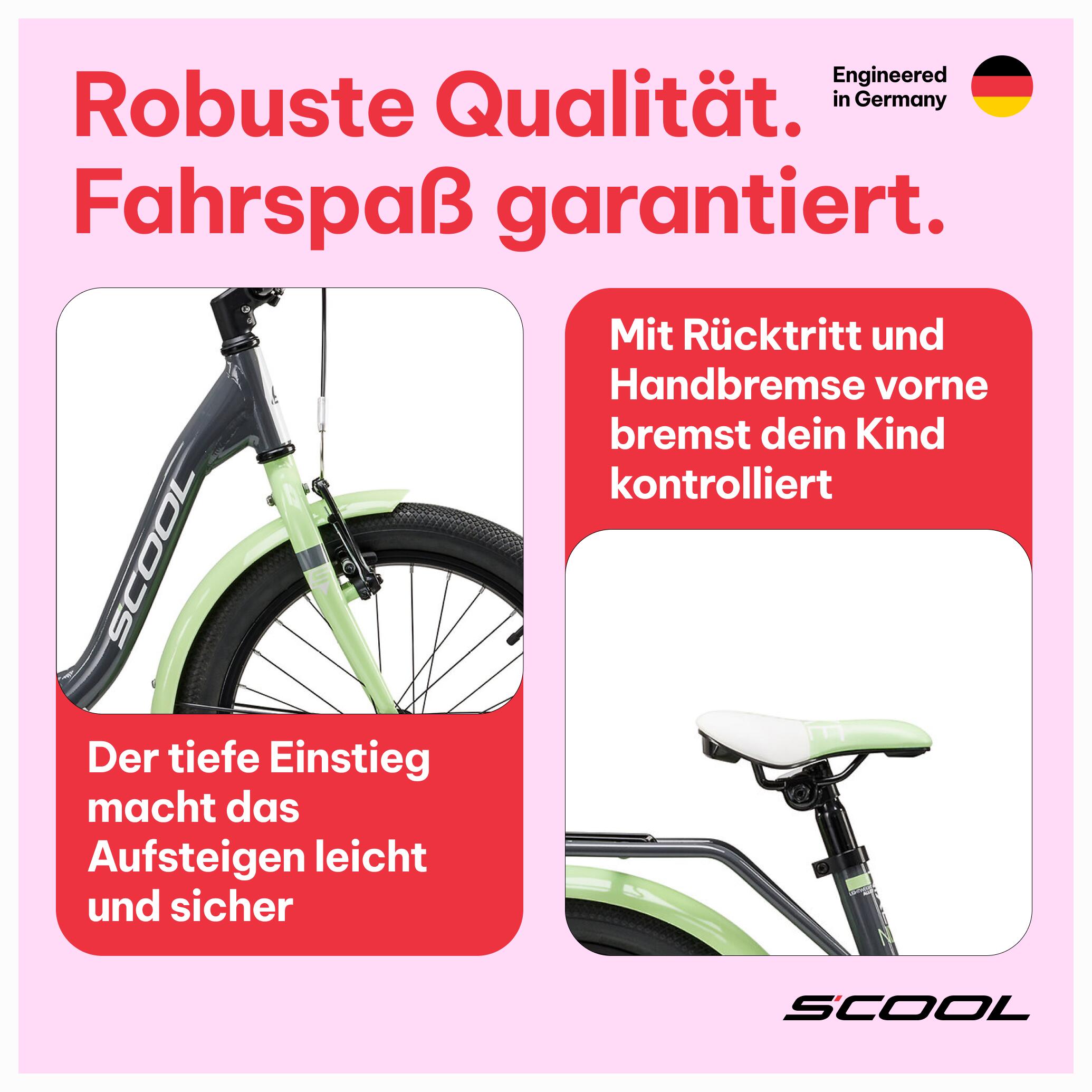 niXe, 18 Zoll Kinderfahrrad, 1-Gang, Dunkelgrau/Hellgrün, 110–125 cm, 5–7 Jahre 3/7