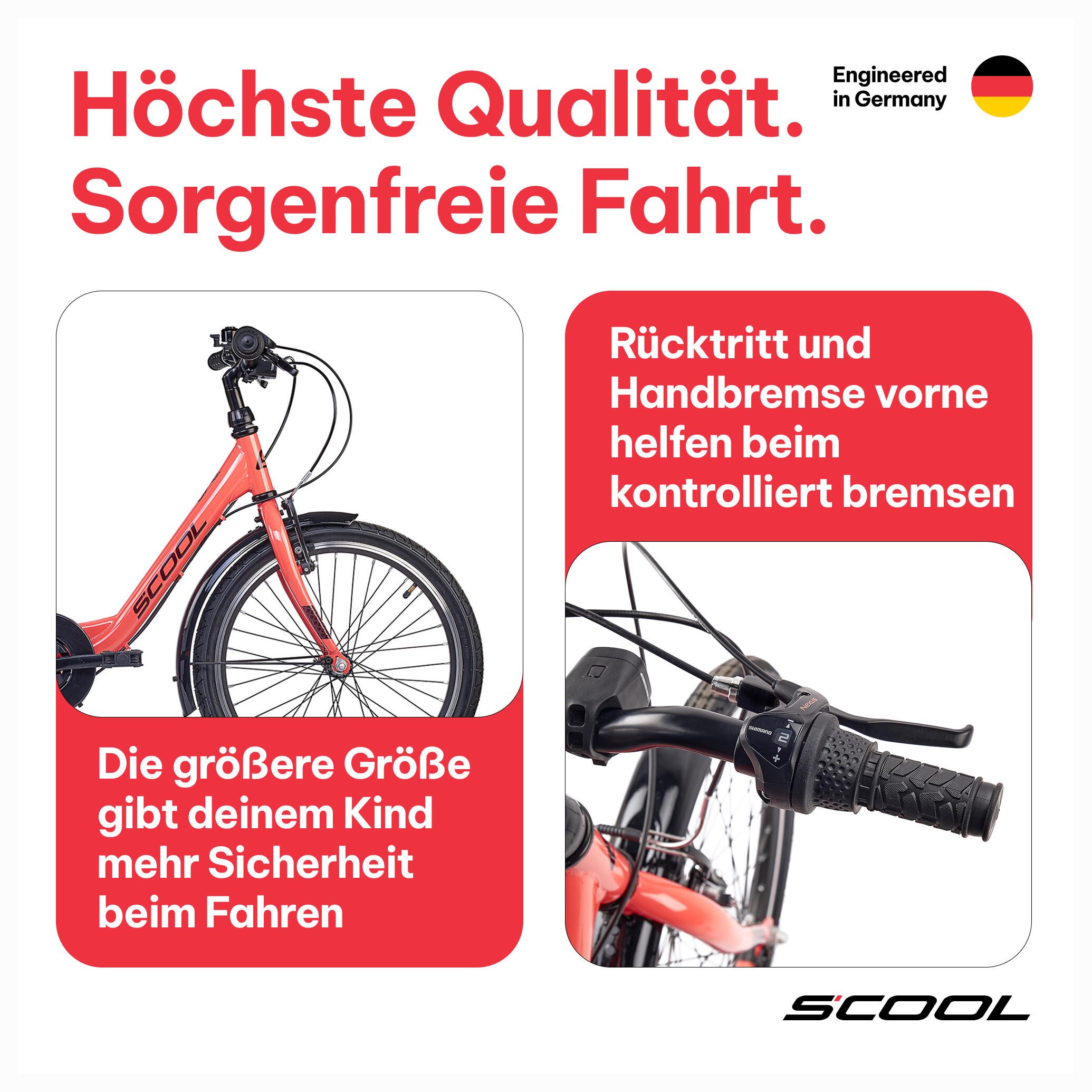 chiX, 20 Zoll Kinderfahrrad, 3-Gang, Rot, 115130 cm, 69 Jahre | Decathlon
