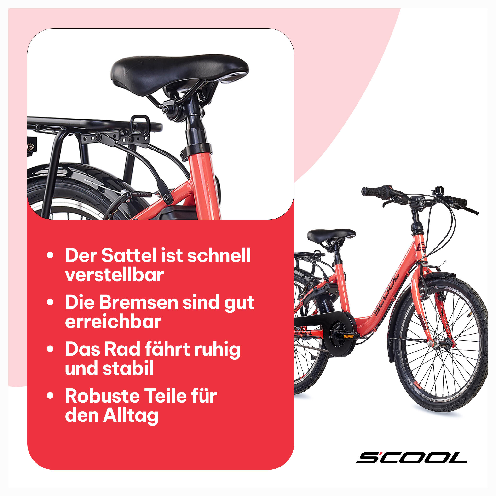 chiX, 20 Zoll Kinderfahrrad, 3-Gang, Rot, 115–130 cm, 6–9 Jahre 7/7