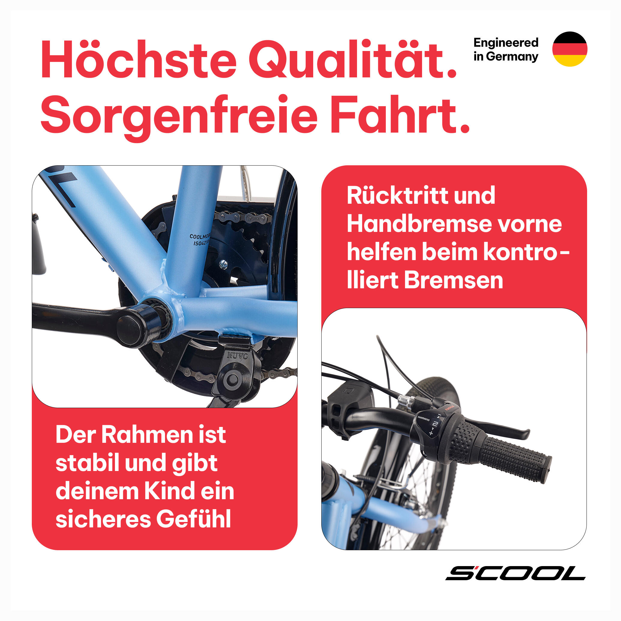 troX, 20 Zoll Kinderfahrrad, 3-Gang, Hellblau/Dunkelblau, 115–130 cm, 6–9 Jahre 3/7
