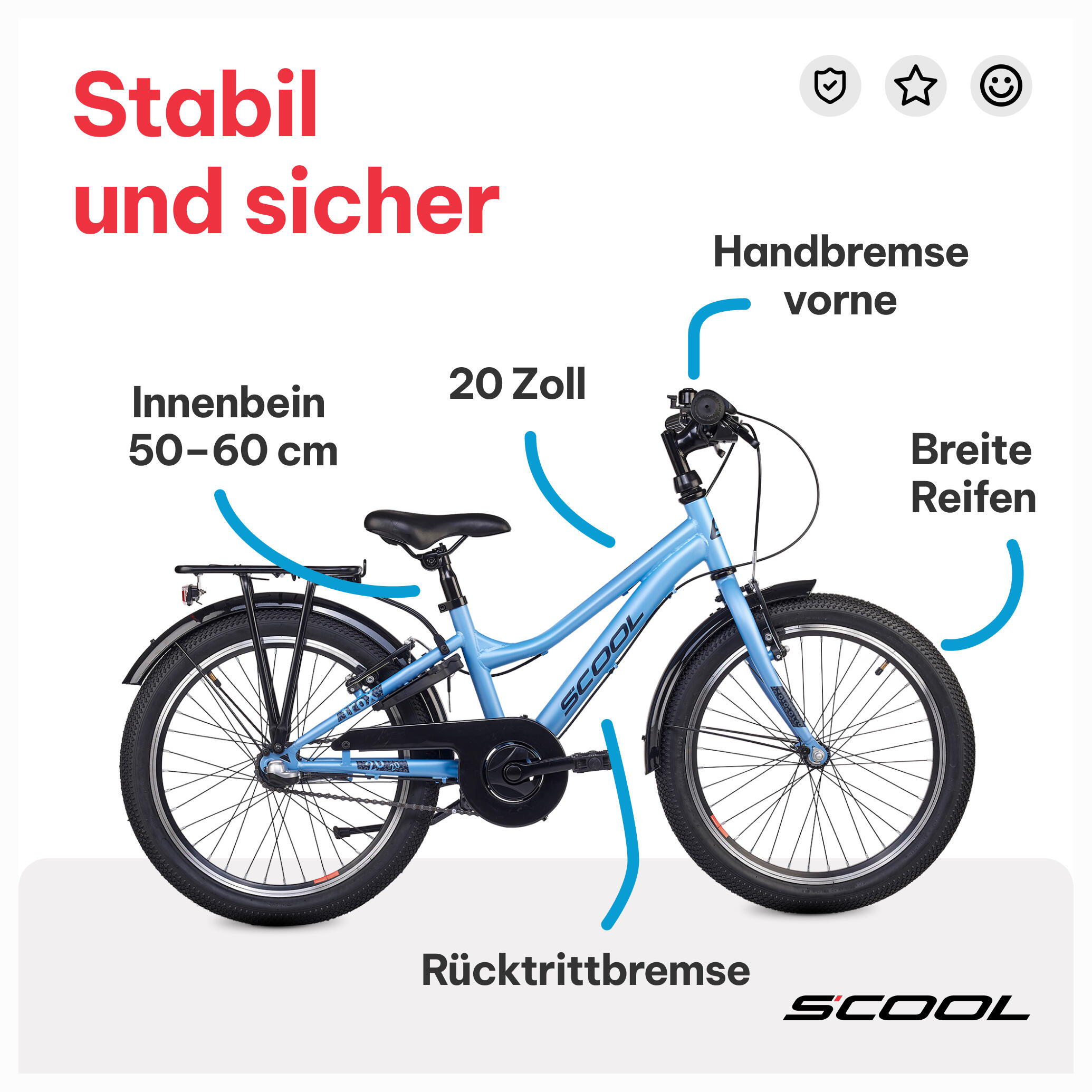 troX, 20 Zoll Kinderfahrrad, 3-Gang, Hellblau/Dunkelblau, 115–130 cm, 6–9 Jahre 5/7