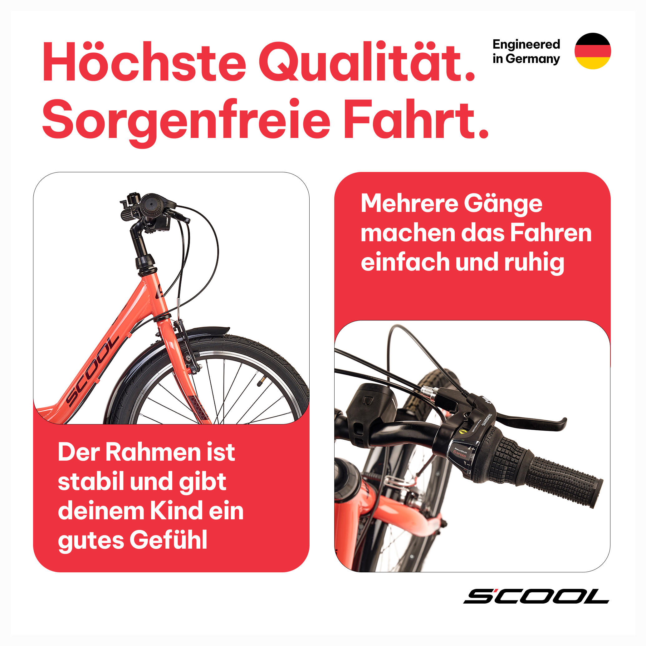 chiX, 20 Zoll Kinderfahrrad, 6-Gang, Koralle/Dunkelrot, 115–130 cm, 6–9 Jahre 3/7