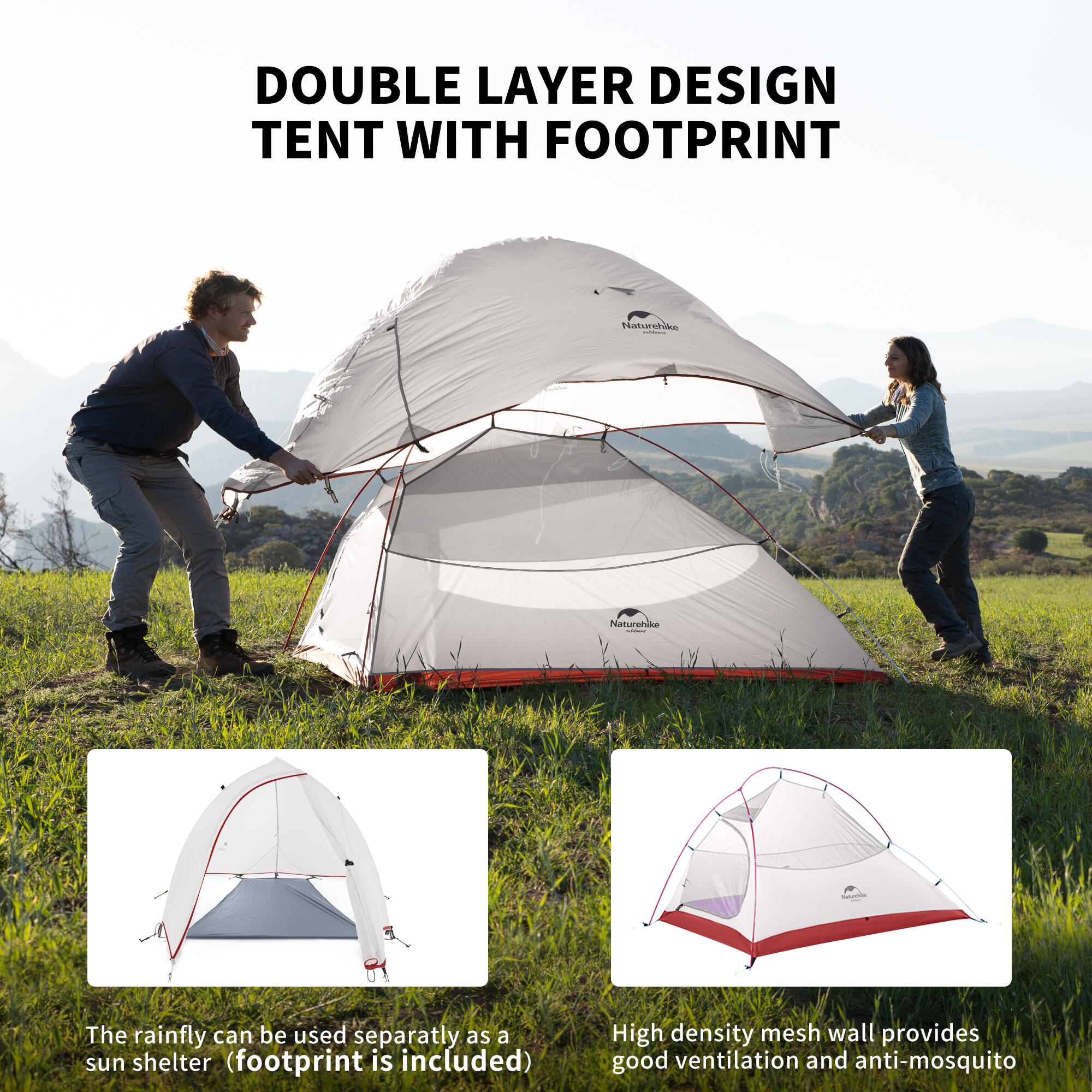 Cloud up 2 ultralight 20D tent - grey 3/7