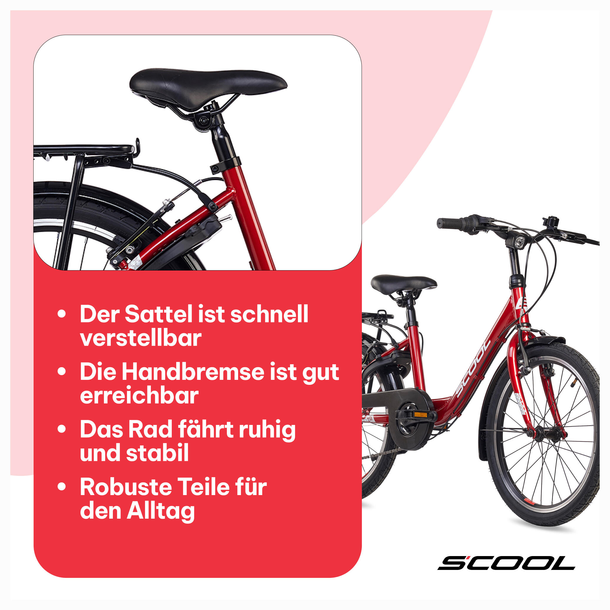 chiX, 20 Zoll Kinderfahrrad, 6-Gang, Rot/Weiß, 115–130 cm, 6–9 Jahre 7/7