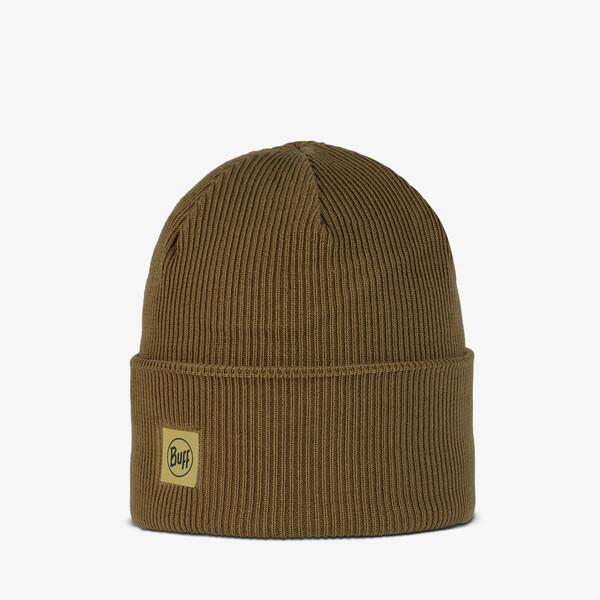 Buff Crossknit Unisex Beanie Brown