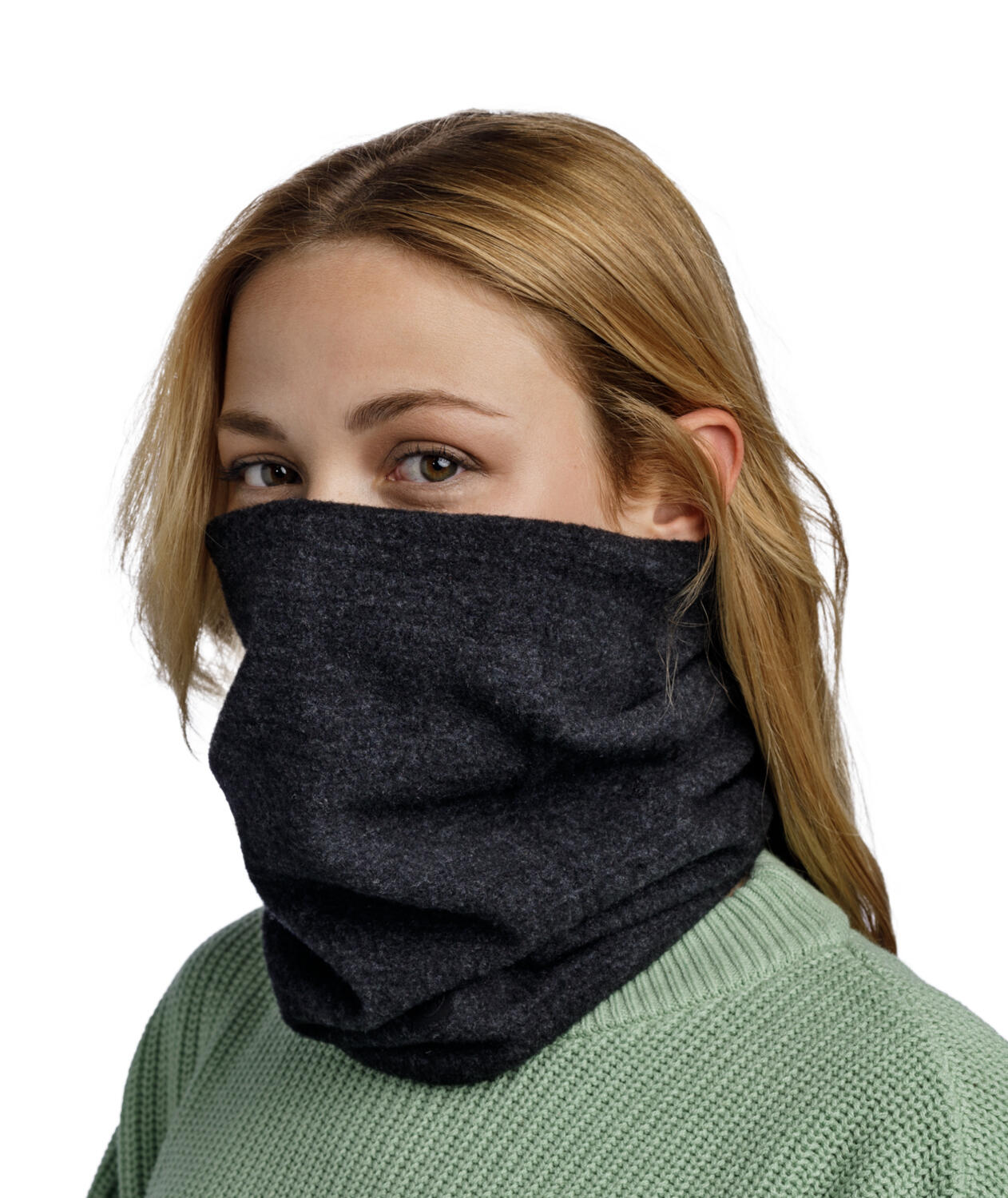 Chusta wielofunkcyjna Merino Fleece - Solid Black 2/7