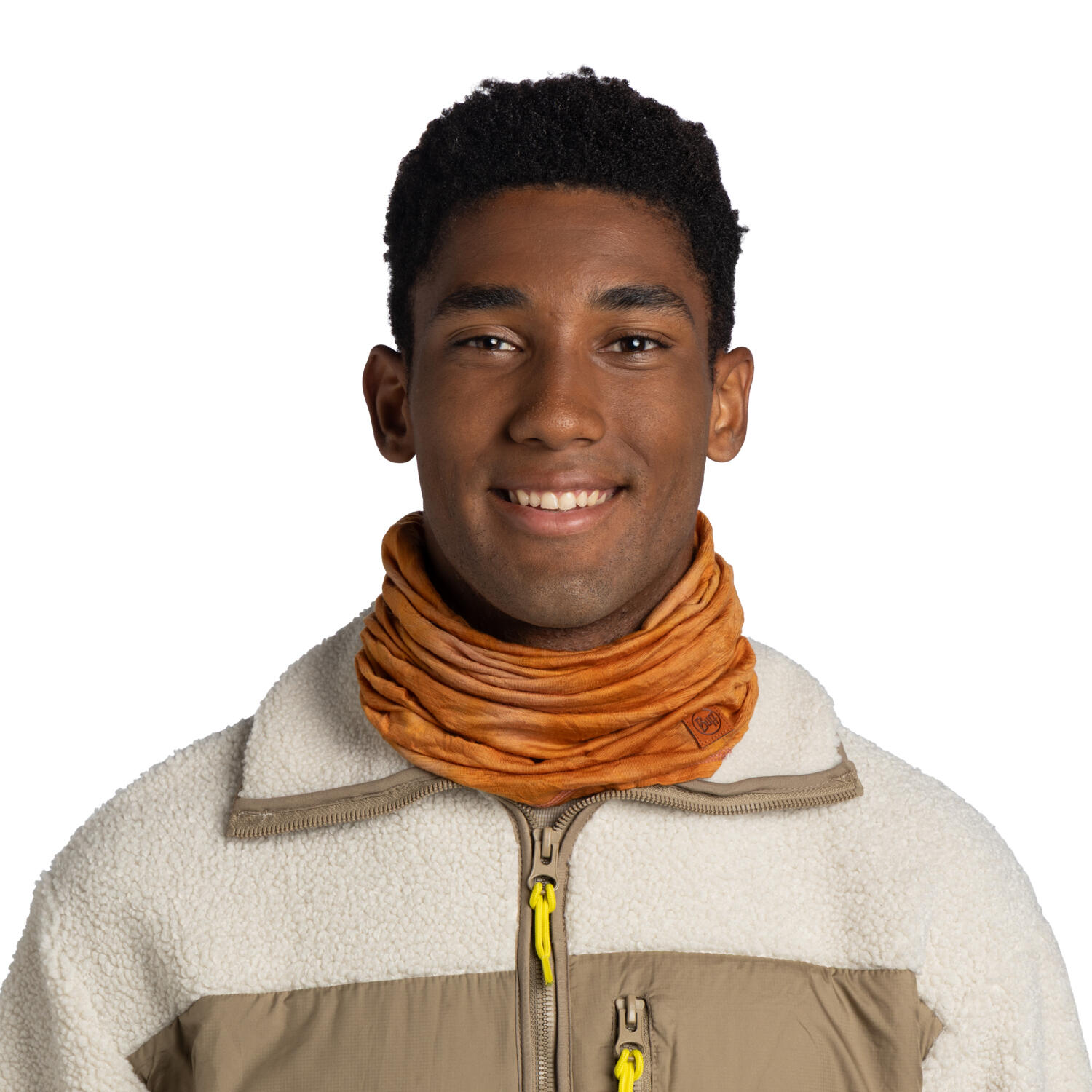 Braga de cuello Merino Lightweight Natural Tye Dye Unisex Buff Naranja 2/7