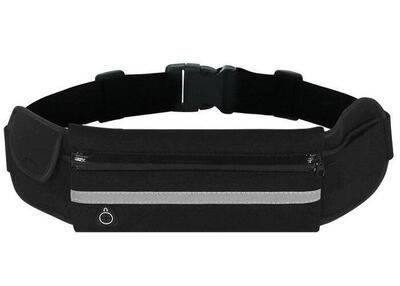 Heuptas hardlopen running belt wandelen fietsen reflecterend zwart