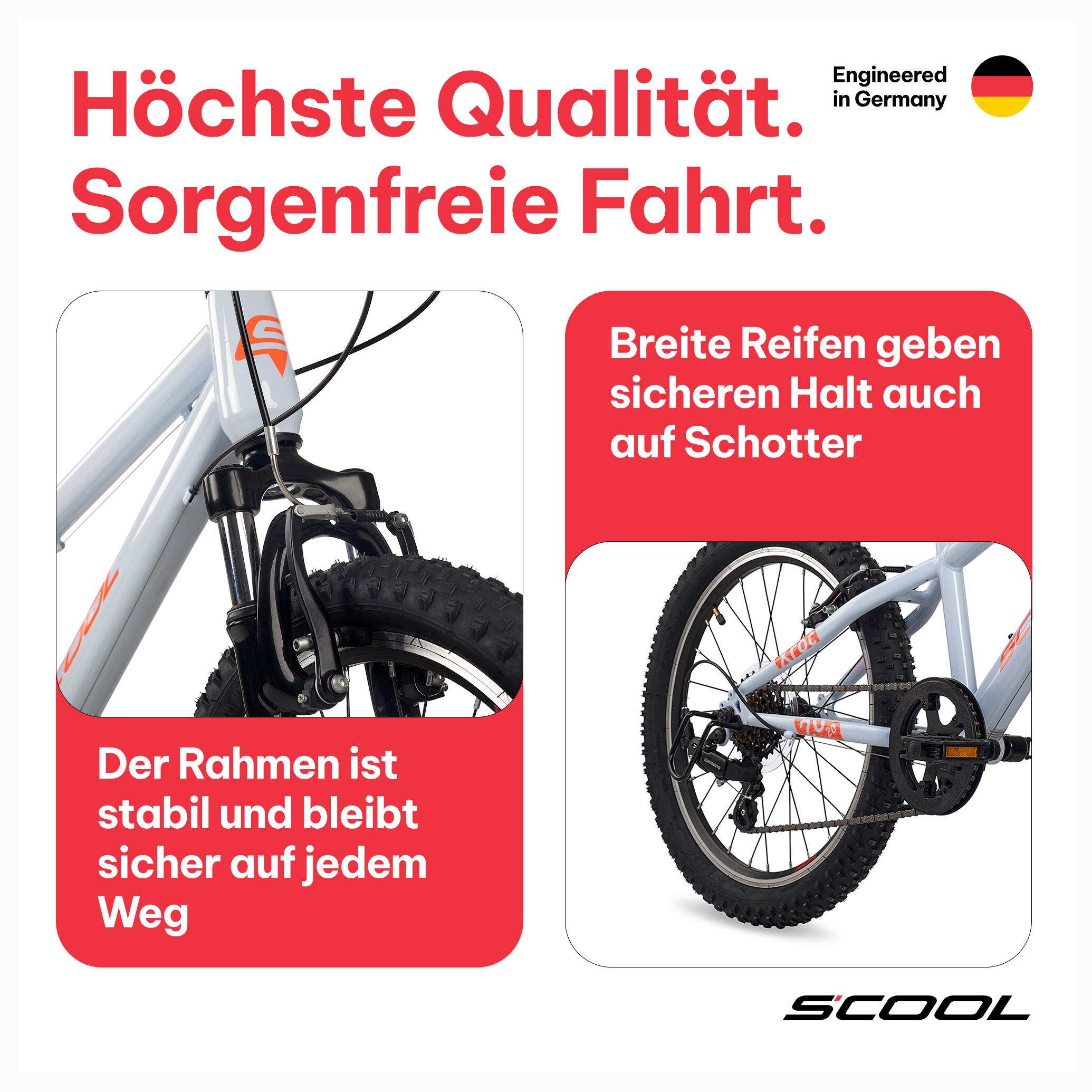 Xroc, 20 Zoll Kinderfahrrad, 6-Gang, Grau/Neonorange, 115–135 cm 3/7