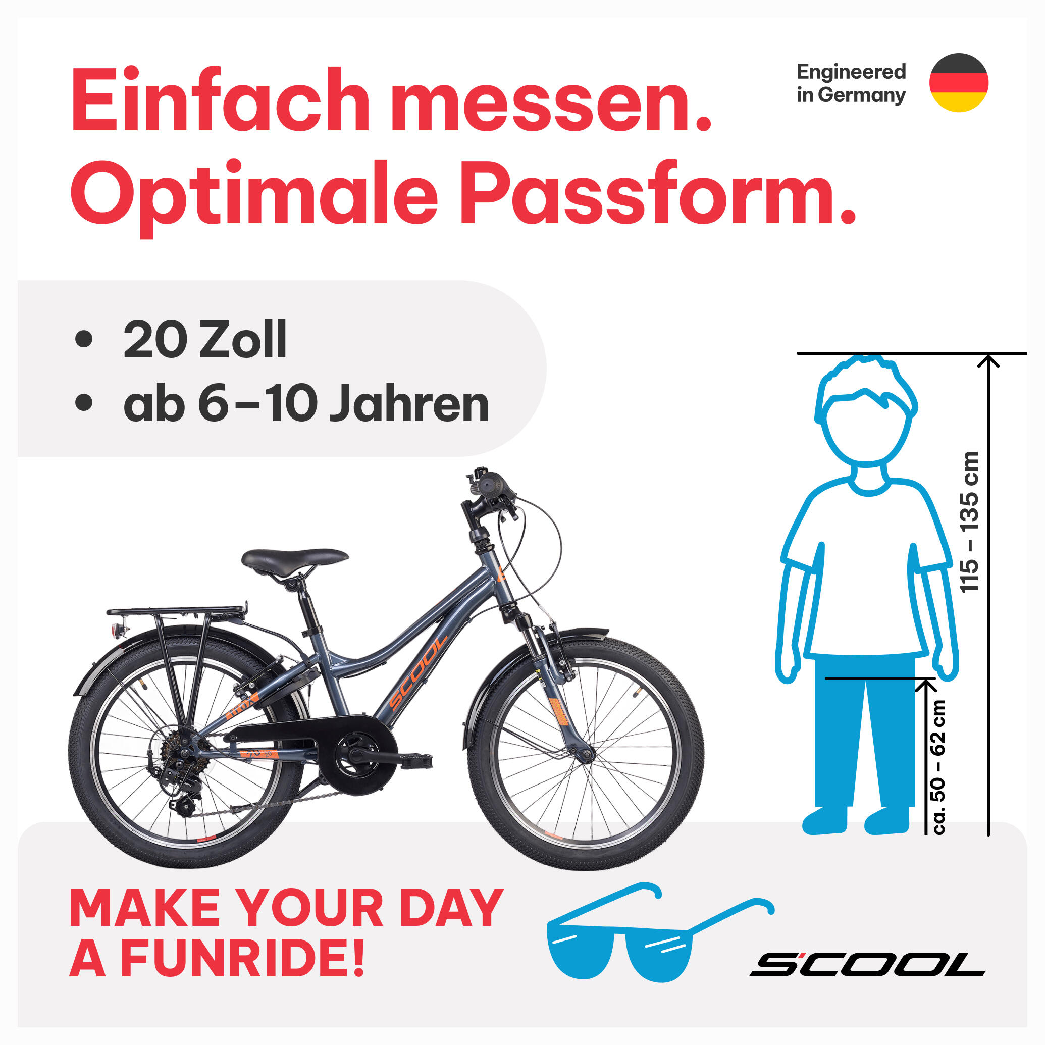 troX, 20 Zoll Kinderfahrrad, 6-Gang, Dunkelgrau/Orange, 115–135 cm 2/7