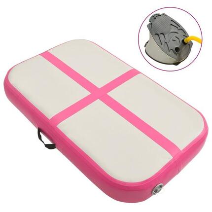 VidaXL Tapis de gymnastique gonflable 60x100x10 cm PVC gris/rose avec pompe