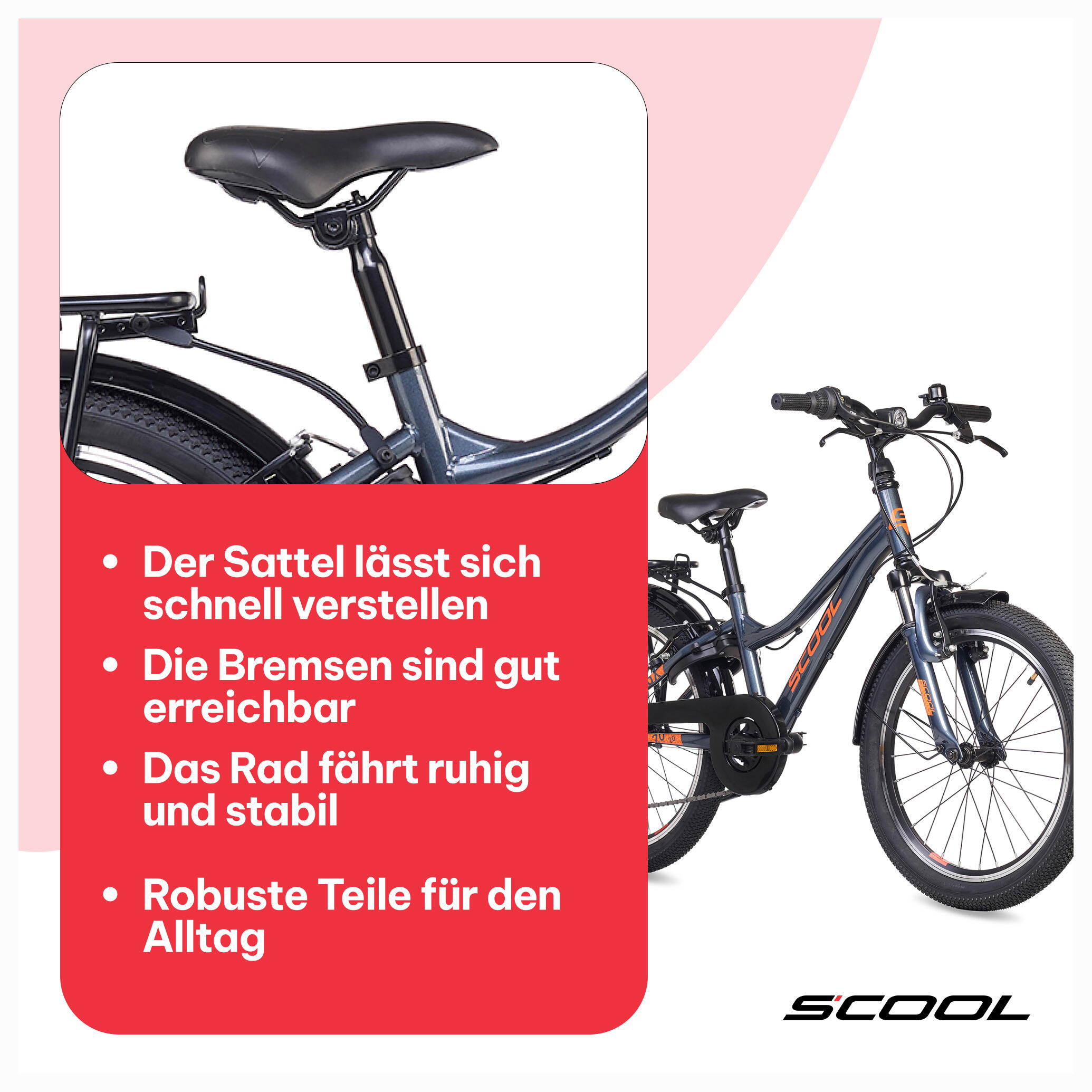 troX, 20 Zoll Kinderfahrrad, 6-Gang, Dunkelgrau/Orange, 115–135 cm 7/7