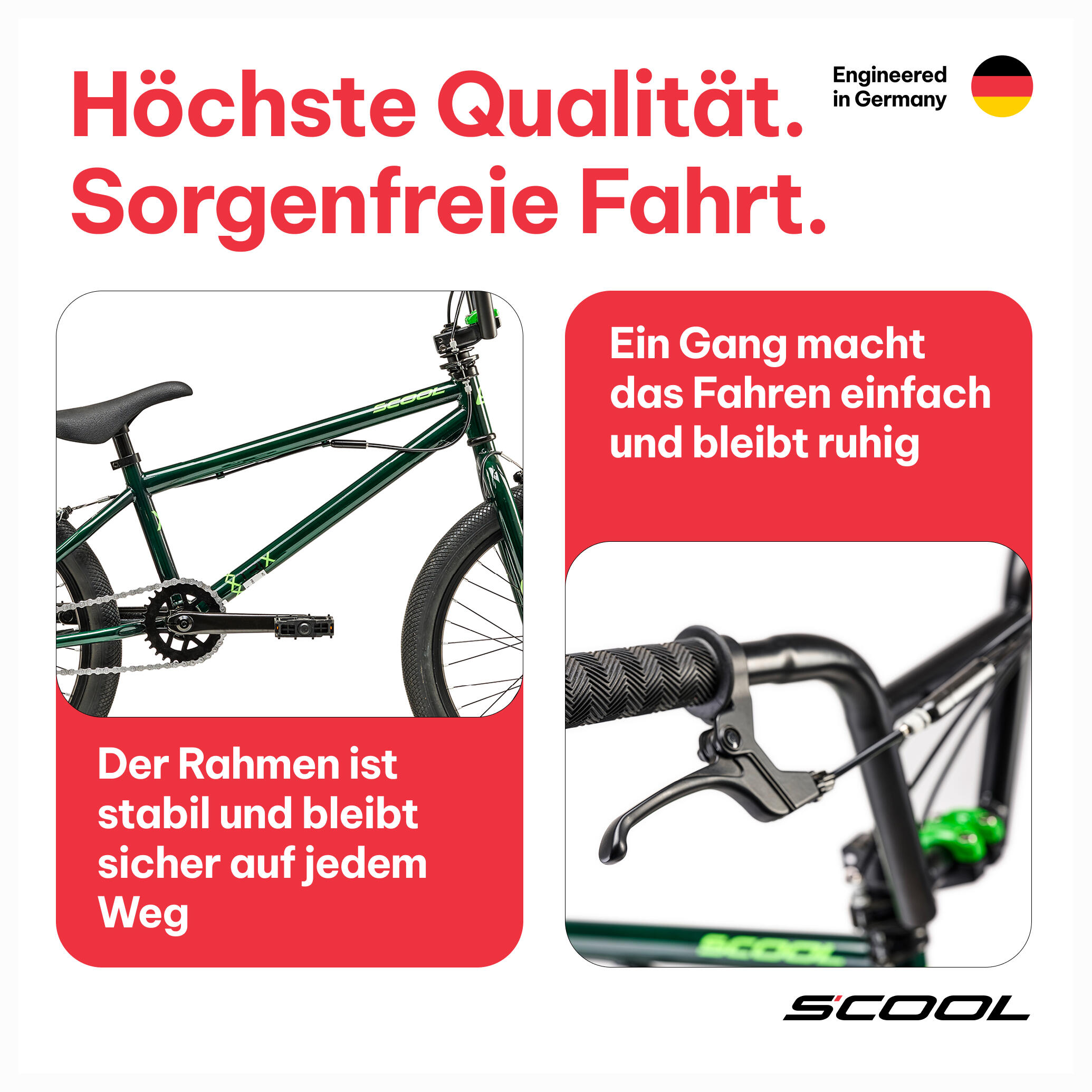 XtriX, 20 Zoll Kinderfahrrad, 1-Gang, Dunkelgrün/Neongrün, 115–130 cm 3/7