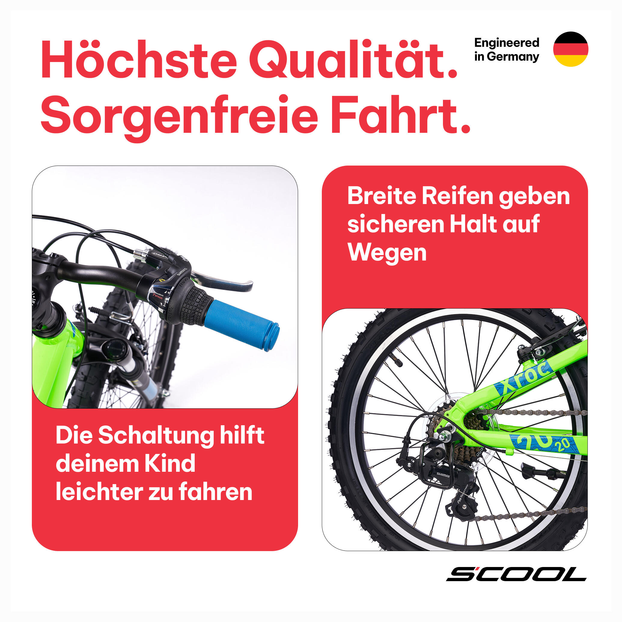 Kinderfiets 20/24/26 inch Xroc Pro 7-speed V-brake vanaf 6 jaar Neon Groen/Oceaa 3/7