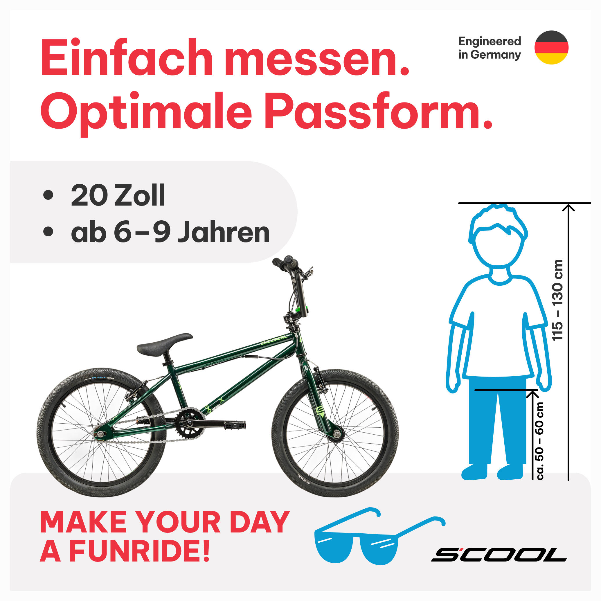 XtriX, 20 Zoll Kinderfahrrad, 1-Gang, Dunkelgrün/Neongrün, 115–130 cm 2/7